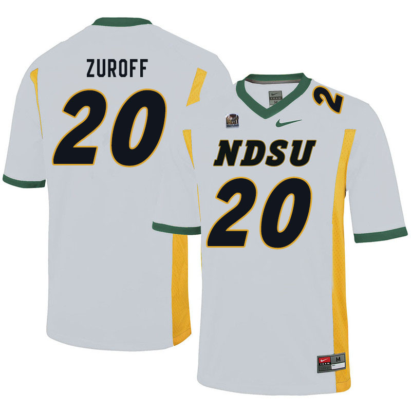 Men #20 Braden Zuroff North Dakota State Bison College Football Jerseys Sale-White